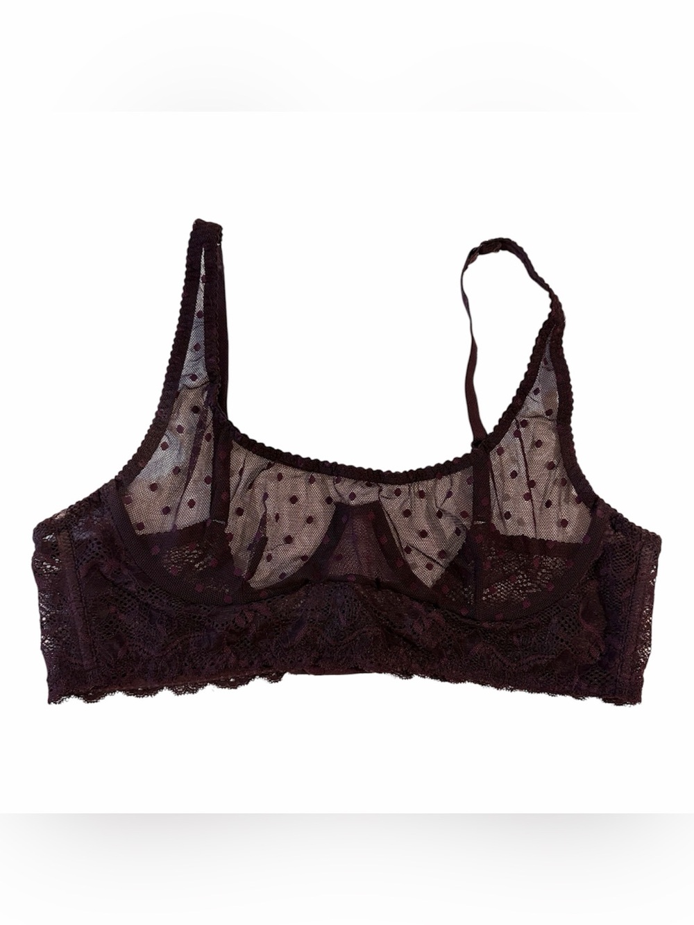 Urban Outfitters Out From Under Purple Polka Dot Mesh Bra Underwire Size 34C
